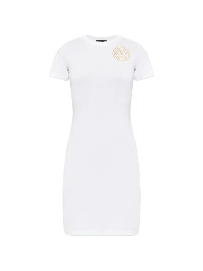Versace Jeans Couture Short-sleeve Logo Dress In White