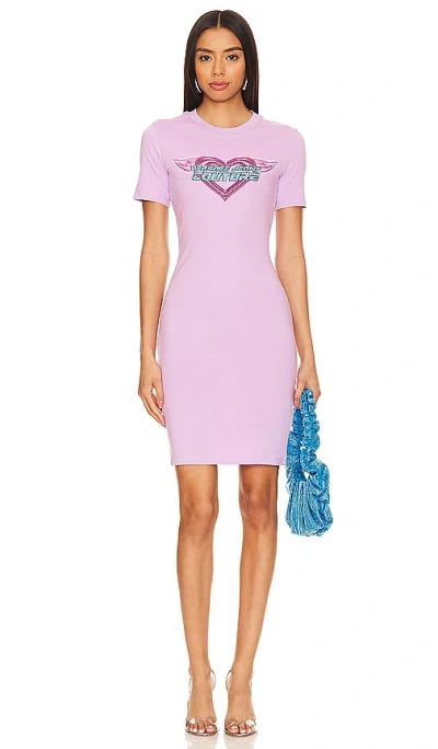 Versace Jeans Couture Short Sleeve Midi Dress In E320-lilac