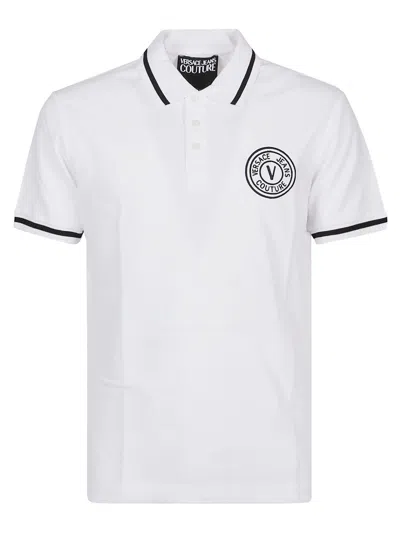 Versace Jeans Couture Short Sleeve Polo Shirt In White