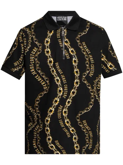 Versace Jeans Couture Chain Couture Polo Shirt In Black