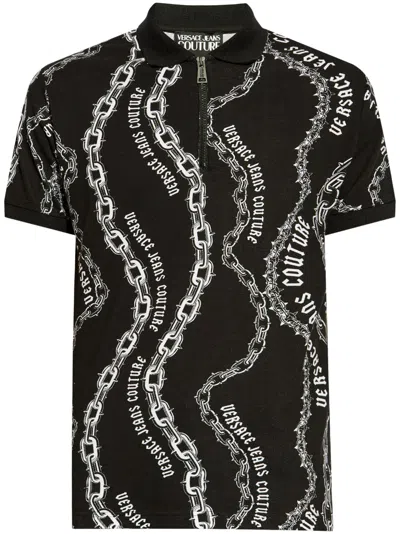 Versace Jeans Couture Chain Couture Polo Shirt In Black