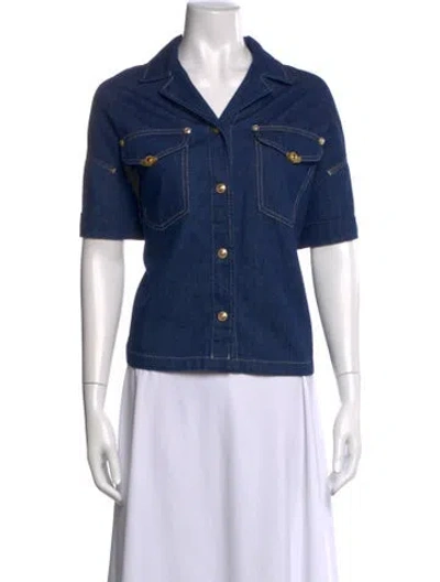 Pre-owned Versace Jeans Couture Short Sleeve Top In Blue