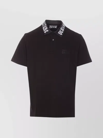 Versace Jeans Couture Short Sleeves Polo Shirt With Traditional Collar In Black