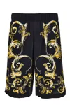 Versace Jeans Couture Shorts With Baroque Outline Print In Black