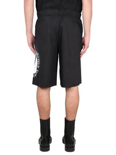 Versace Jeans Couture Bermuda With Logo In Black