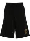 Versace Jeans Couture Logo-embroidered Cotton Shorts In Nero