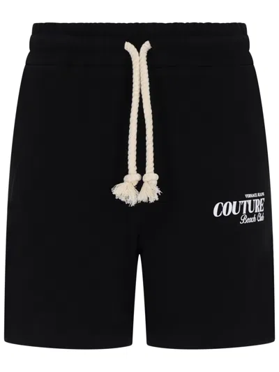 Versace Jeans Couture Trousers Drawstring Waist Logo Detail In Black