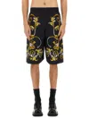 Versace Jeans Couture Shorts With Baroque Outline Print