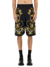 Versace Jeans Couture Shorts With Baroque Outline Print In Black