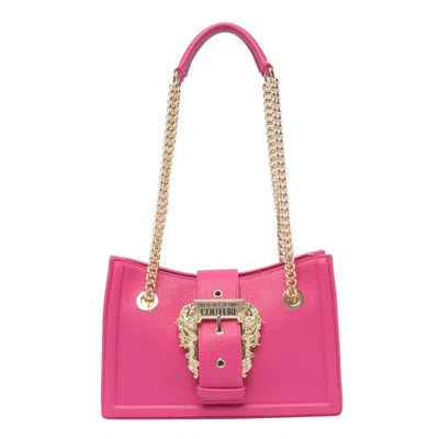 Versace Jeans Couture Logo-engraved Buckle Shoulder Bag In 455fuxia