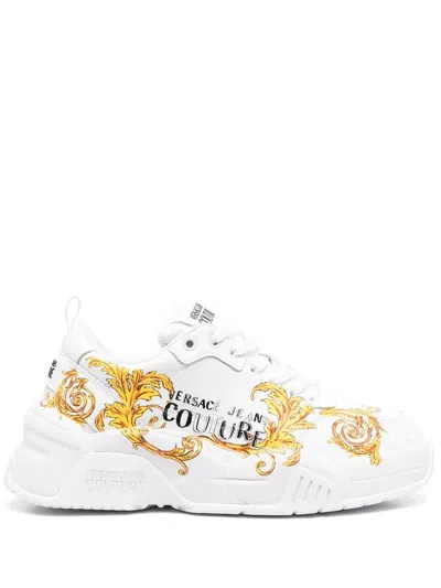 Versace Jeans Couture Side Logo-print Detail Sneakers In Weiss