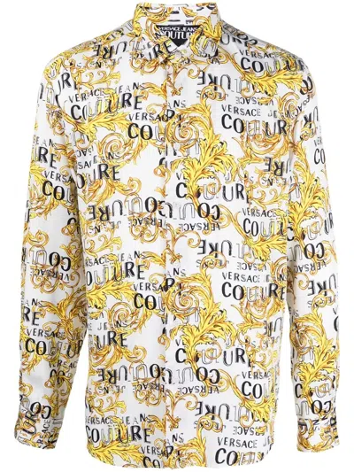 Versace Jeans Couture Signature-barocco-print Shirt In Blanco