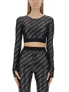 Versace Jeans Couture Signature Cropped Top In Nero