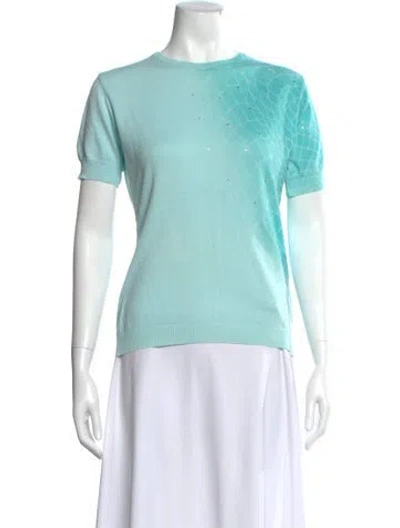 Pre-owned Versace Jeans Couture Silk Crew Neck Sweater In Blue