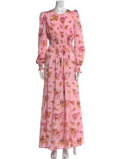 Pre-owned Versace Jeans Couture Silk Long Dress In Pink