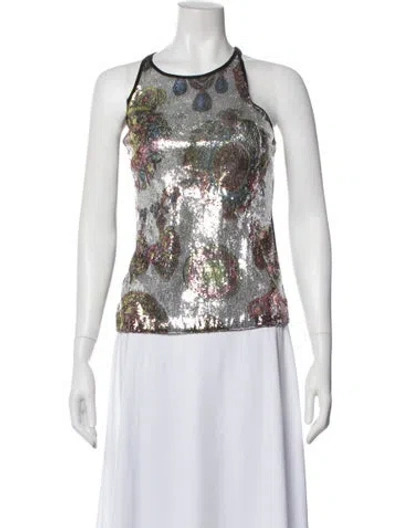 Pre-owned Versace Jeans Couture Silk Printed Top In Multi