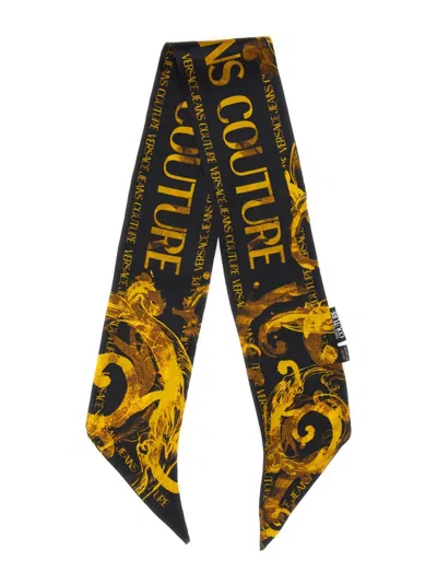 Versace Jeans Couture Barocco-motif Scarf Tie In Black