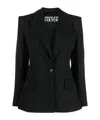 Versace Jeans Couture Single-breasted Pinstriped Blazer In Black
