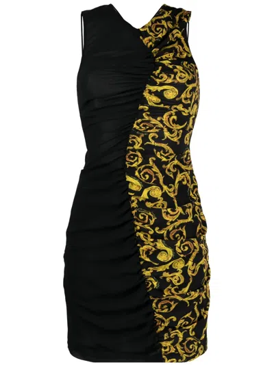 Versace Jeans Couture Women's Sketch Couture Print Ruched Minidress In Black Gold