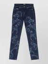 Versace Jeans Couture Skinny Jeans With Embroidered Design And Pockets In Blue
