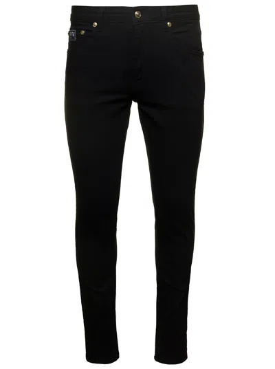 VERSACE JEANS COUTURE SKINNY JEANS WITH LOGO IN COTTON DENIM