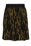 Versace Jeans Couture Chain Couture-print Pleated Skirt In Black