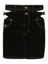 Versace Jeans Couture Baroque Buckle Denim Mini Skirt In Black