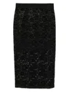 Versace Jeans Couture Textured Black Midi Skirt With Embossed Waistband In Black