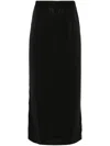 Versace Jeans Couture Black Midi Skirt With Logo Waistband In Black