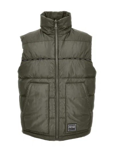 Versace Jeans Couture Logo-print Reversible Padded Gilet In Black