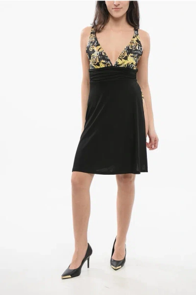 Versace Jeans Couture Sleeveless Dress With Barocco Motif In Black