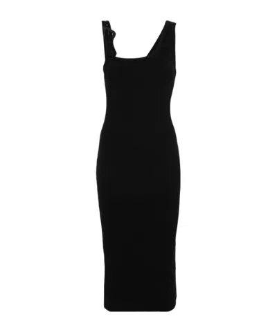 Versace Jeans Couture Sleeveless Ribbed-knitted Midi Dress In Black