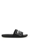 Versace Jeans Couture Slide Sandal With Logo In Black