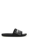 Versace Jeans Couture Slide Sandal With Logo In Black