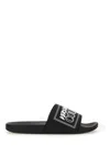 Versace Jeans Couture Slide Sandal With Logo In Black
