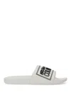 Versace Jeans Couture Slide Sandal With Logo In White