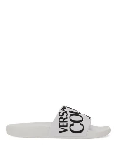 Versace Jeans Couture Chic Logo Slide Sandal For Women In White
