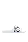 Versace Jeans Couture Shelly Logo-embossed Slides In White