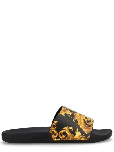 Versace Jeans Couture Slides With Print In Black