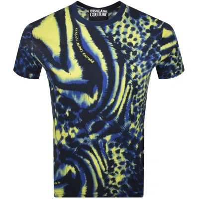 Versace Jeans Couture Slim All Over Shirt Navy In Blue