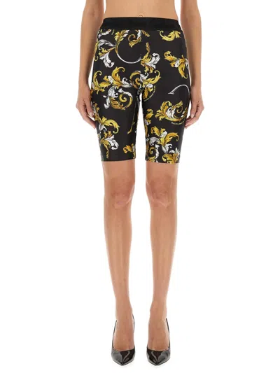 Versace Jeans Couture Slim Fit Baroque Cycling Shorts In Black