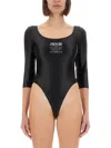 Versace Jeans Couture Slim-fit Bodysuit With Logo Print In Black