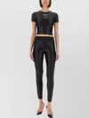 Versace Jeans Couture Slim Fit Shiny Finish Ankle Length Leggings In Black