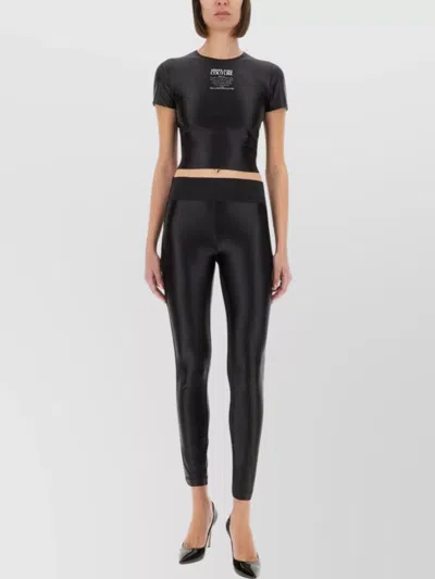 Versace Jeans Couture Slim Fit Shiny Finish Ankle Length Leggings