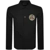 Versace Jeans Couture Logo Embroidered Long-sleeved Shirt In Black