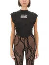Versace Jeans Couture Slim-fit Top With Contrasting Logo Detail In Black