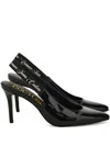 Versace Jeans Couture Pointed Toe Pumps With Slingback Strap In Black