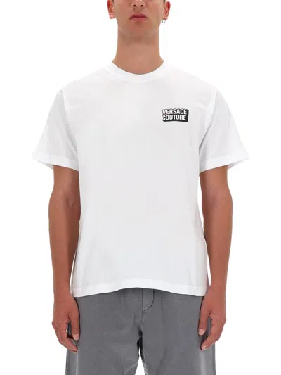Versace Jeans Couture Small Square Logo T Shirt In White