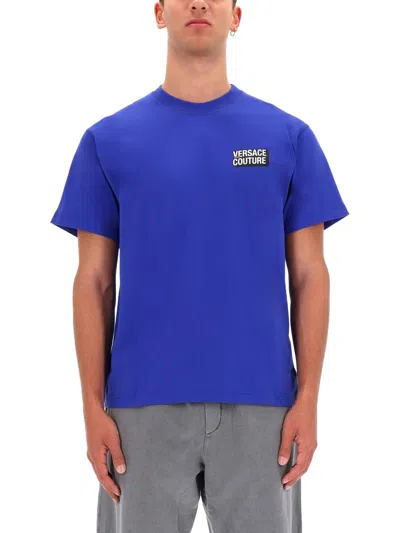 Versace Jeans Couture Small Square Logo T-shirt In Blue