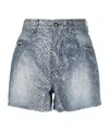 Versace Jeans Couture Snakeskin-effect High-waist Denim Shorts In Gray